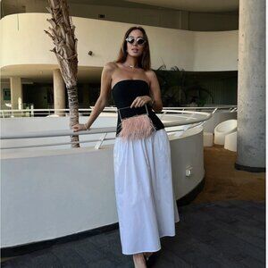 ZARA NEW SS25 MIDI OFF-SHOULDER STRAPLESS DRESS VIRAL BLOGGER 4661/309 SMALL S